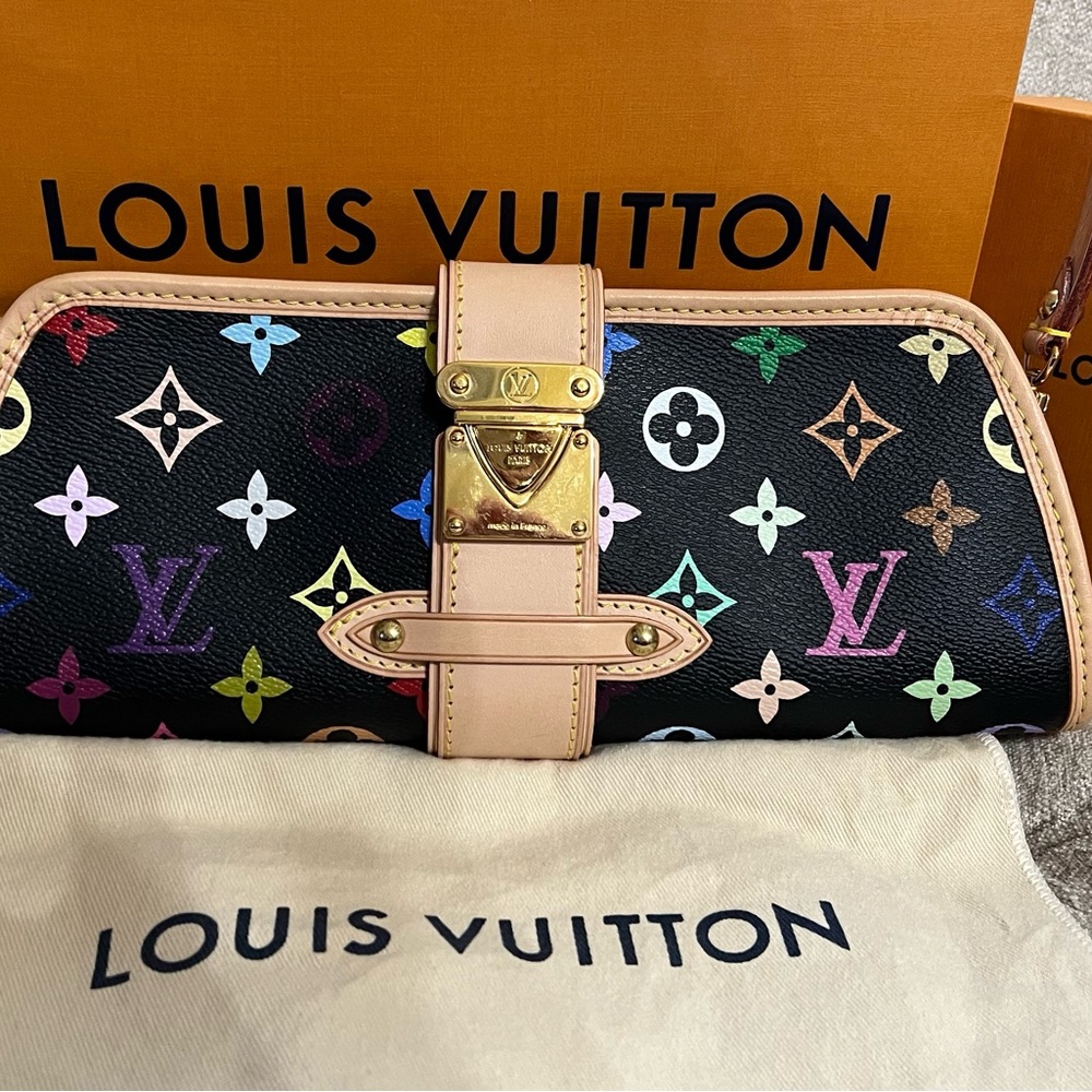 Louis Vuitton Takashi Murakami Black Clutch SHIRLEY Wristlet/Bag